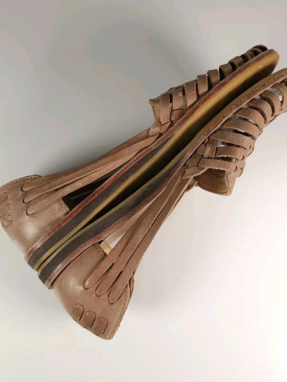 Nisolo Tan Woven Leather Huarache Flats